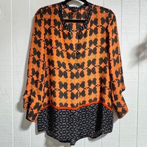 NIC+ZOE Orange and Black Blouse